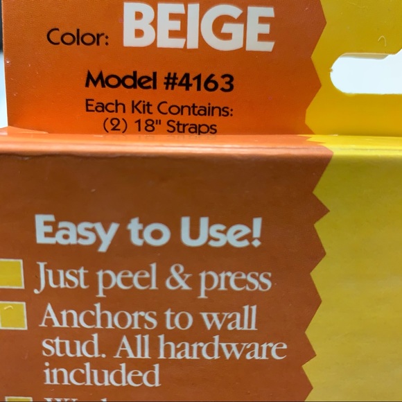 Quakehold furniture straps #4163 #4161 beige 4x18” - Picture 4 of 4